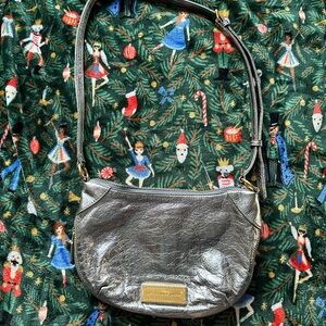 Marc by Marc Jacobs Metallic expandable Silver Gunmetal Leather Crossbody Bag
